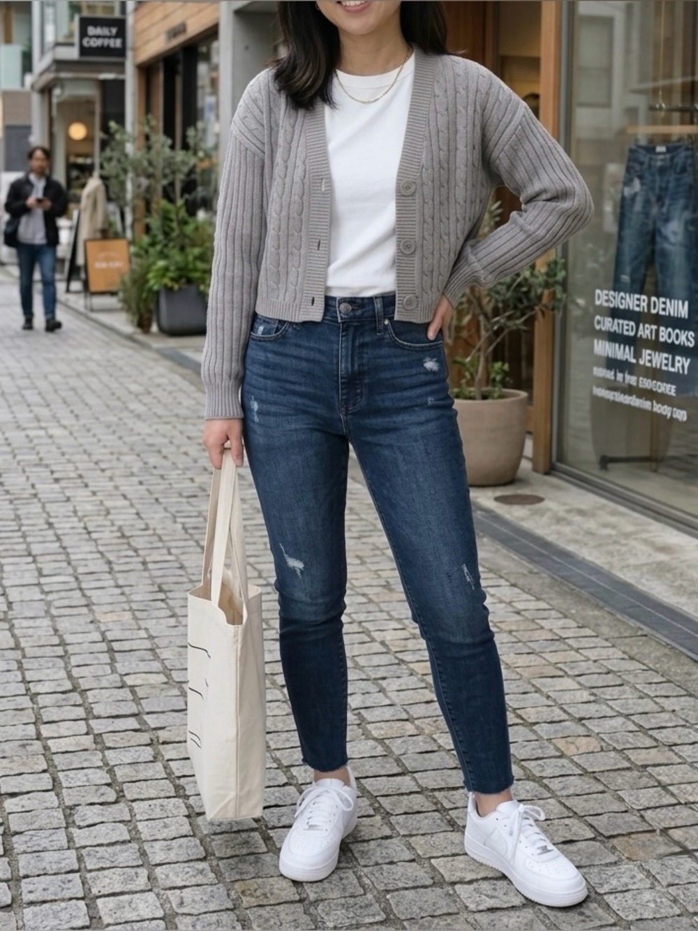 Hollister Cropped Cable-Knit Cardigan - Taupe Gray